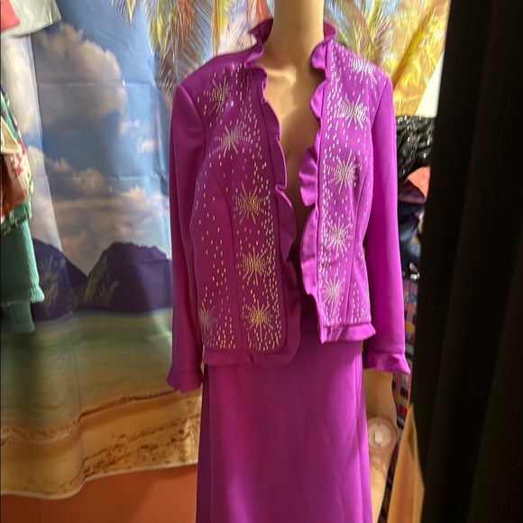 GMI Women’s 2 piece suit purple sequined 18w lined. Elastic waist - Picture 2 of 7